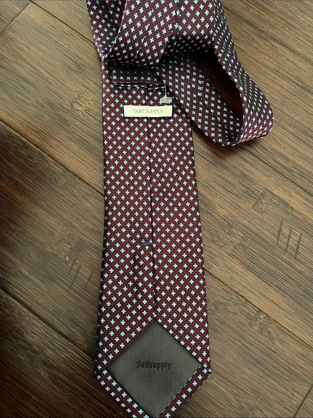 SuitSupply Burgundy Blue Floral Dot Men's Tie